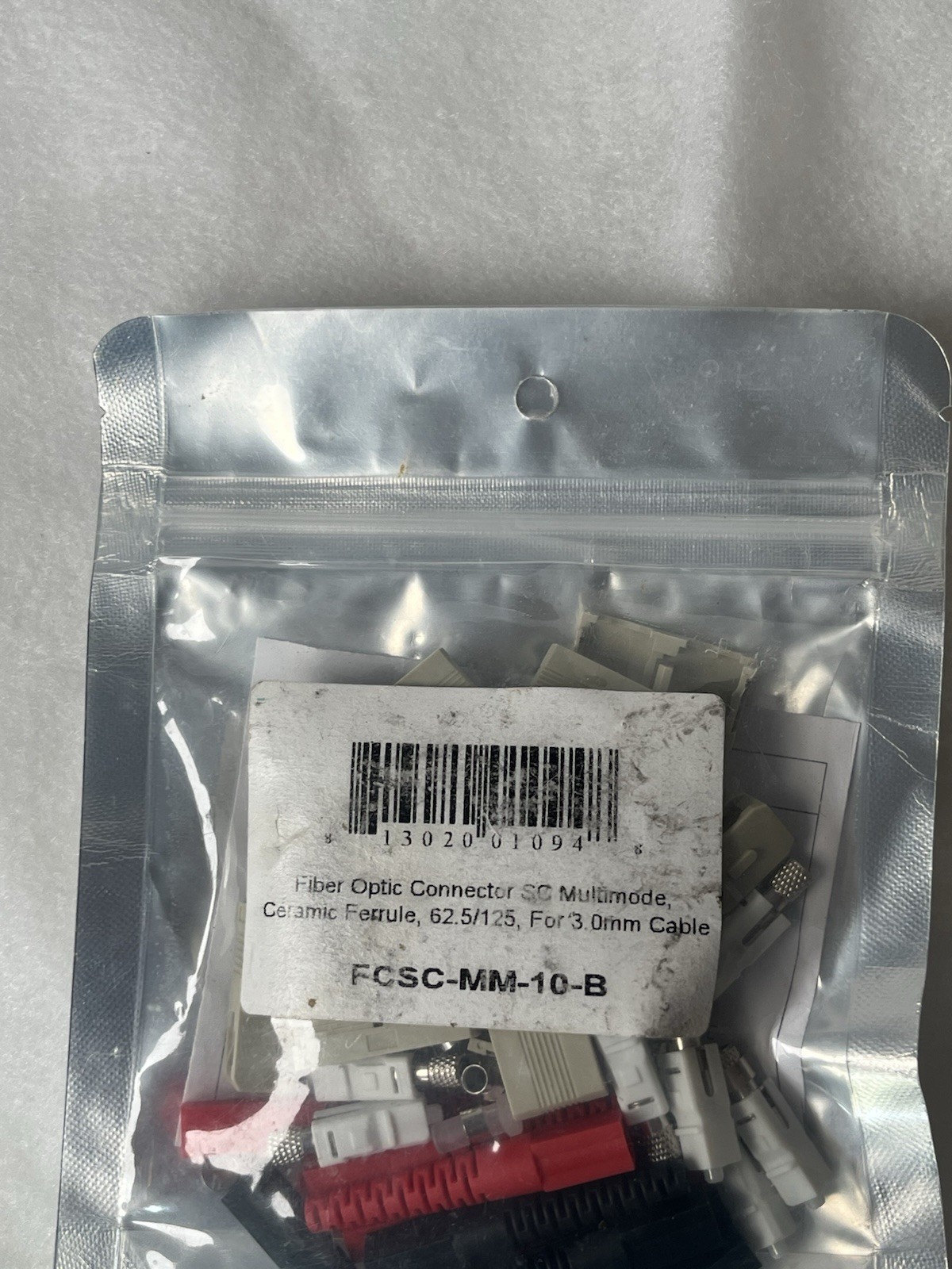 10pk SC Multimode Fiber Optic Connectors 62.5/125 Ceramic FCSC-MM-10-B