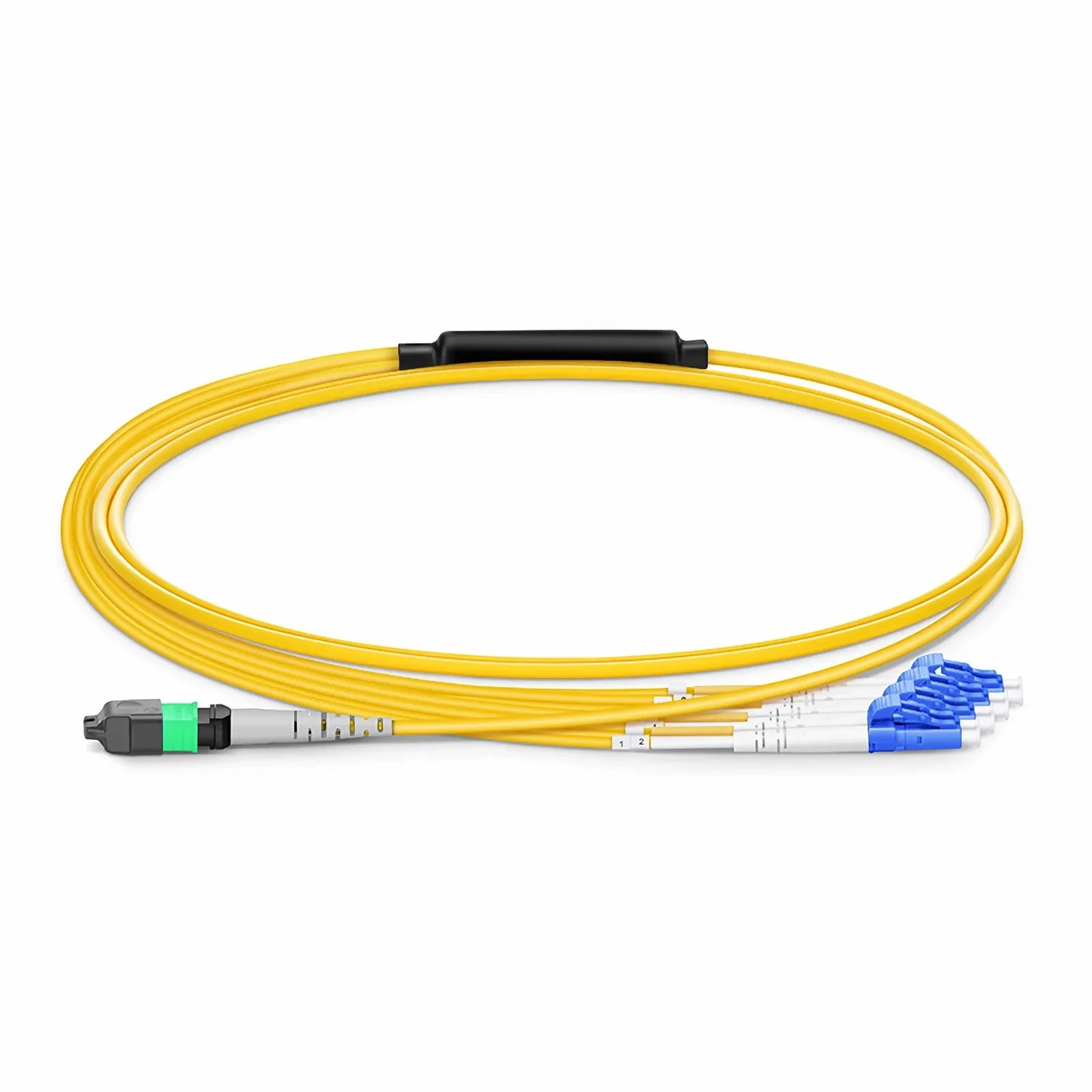 1m MTP Harness, MTP -8 APC (Female) to 4 x LC UPC Duplex singlemode, 8 Fibers