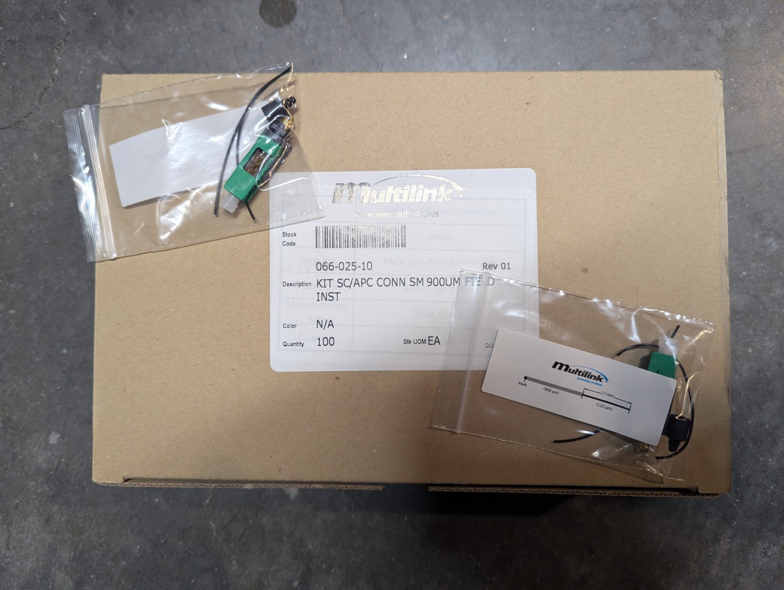 Multilink 066-025-10 Surelight Field Installable connectors SM 900UM Box of 100