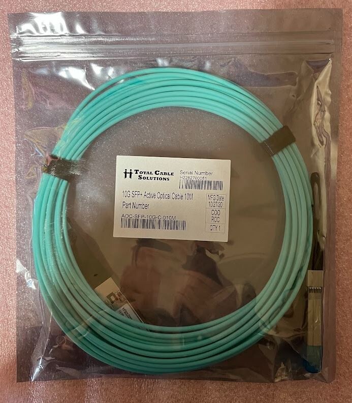 NEW 10G SFP+Active Optical Cable 10M AOC-SFP-10G-C-010M Total Cable Solutions
