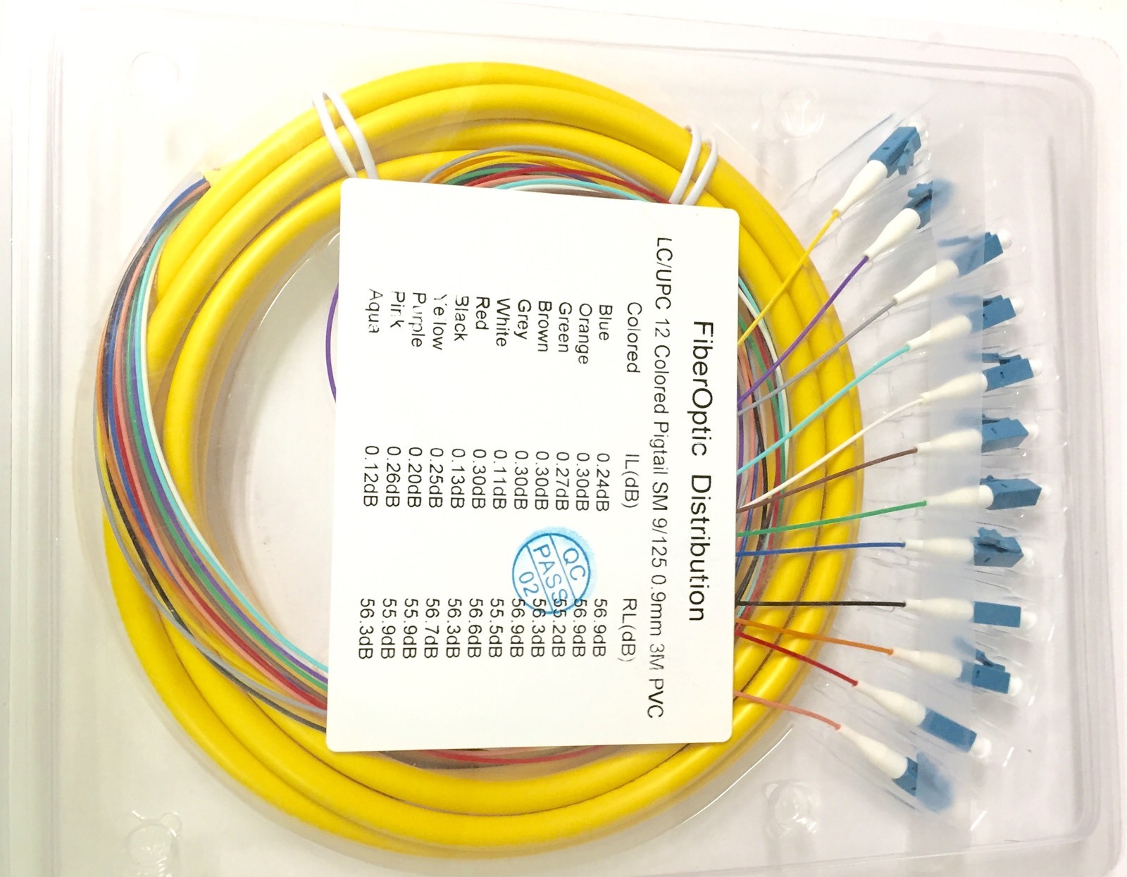 3M Fiber Optic Pigtail, 12 Fiber LC/UPC SingleMode 9/125 Fiber Pigtail – 39278