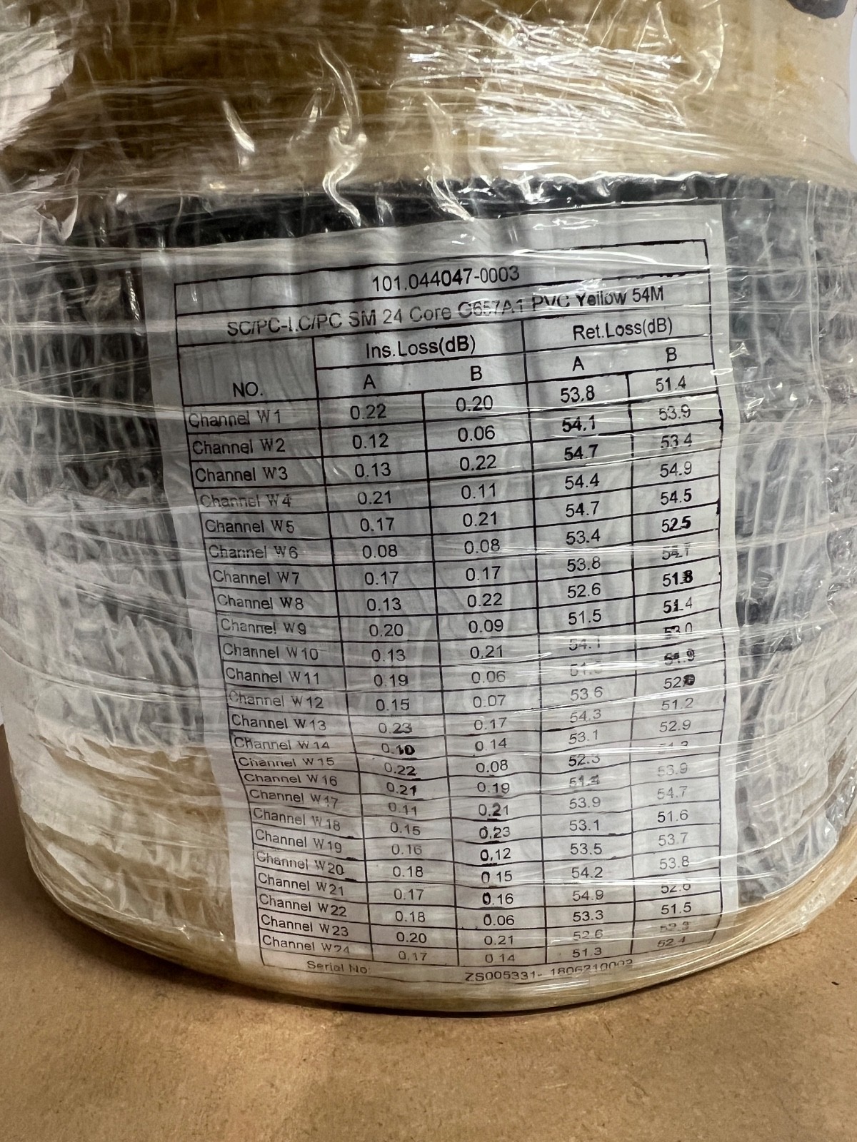 SC to LC 24 Strand single mode 54 meters on spool