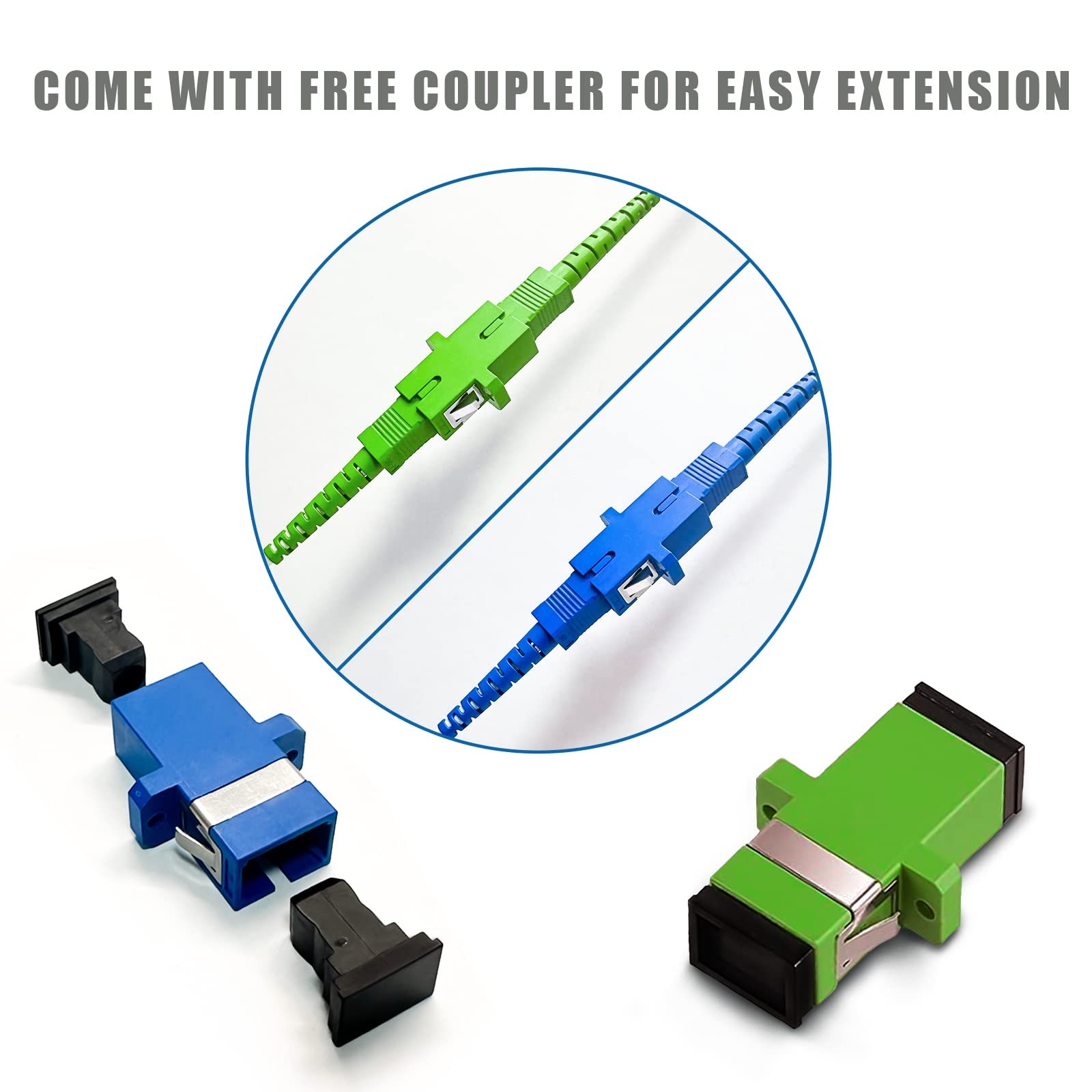 2m 6.5FT SM SC/UPC To SC/APC Fiber Optic Patch Cable Armored Singlemode 2 PC