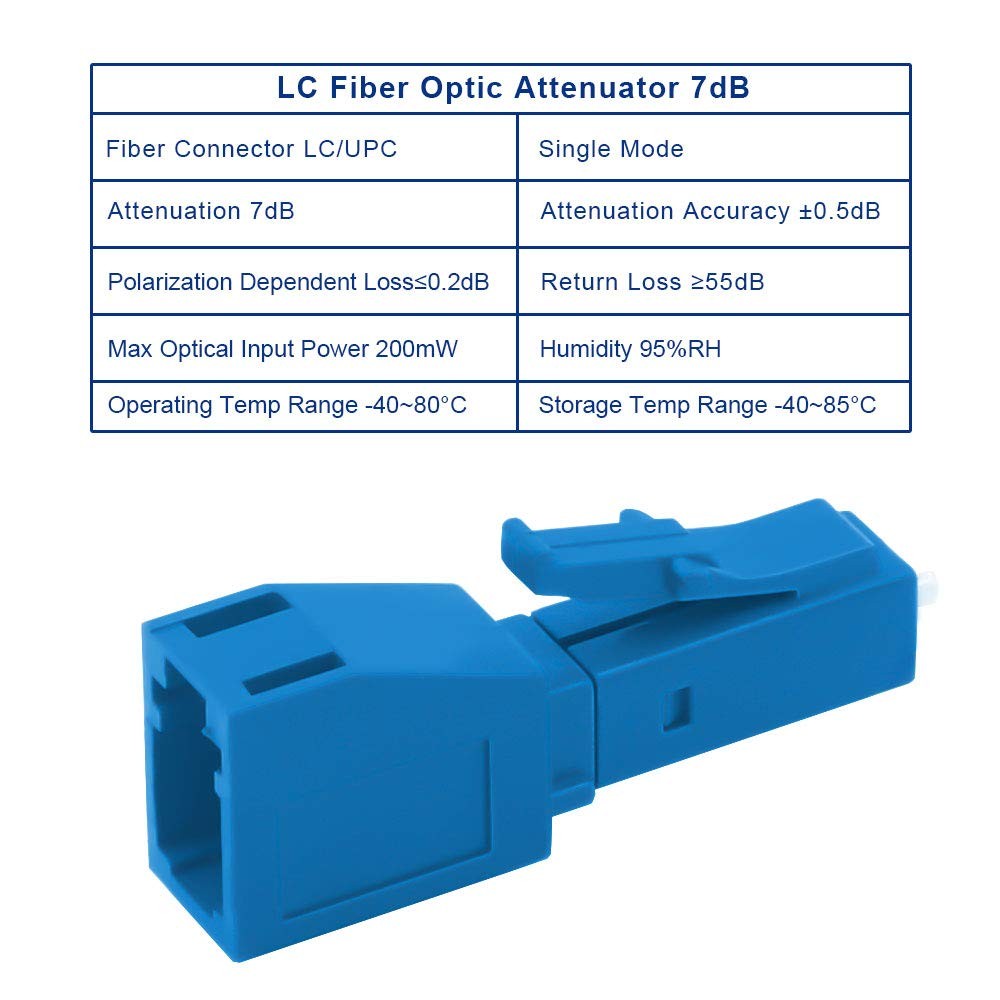 FLYPROFiber- 7dB LC Attenuator LC/UPC SM Single Mode Fixed Fiber Optic Attenu…