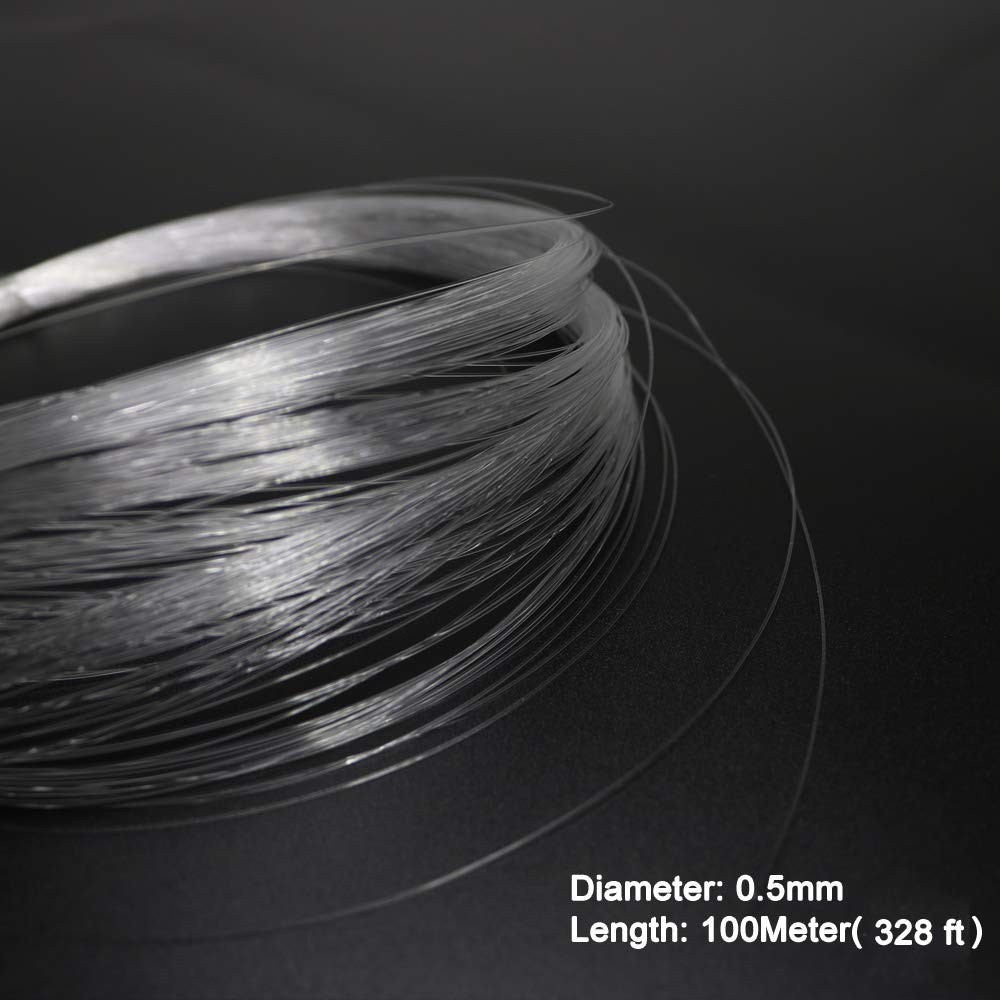 AZIMOM PMMA Plastic End Glow Fiber Optic Cable 0.5mm(0.02in) 100m(328ft)/Roll fo