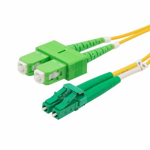 30m LC(APC)-SC(APC) Duplex 9/125 OS2 Singlemode Fiber Cable Yellow OFNR 100FT