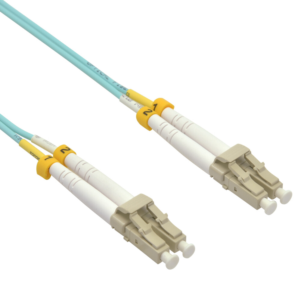 5m LC/UPC-LC/UPC OM3 Multimode Duplex OFNR 2.0mm Aqua Fiber Optic Patch Cable