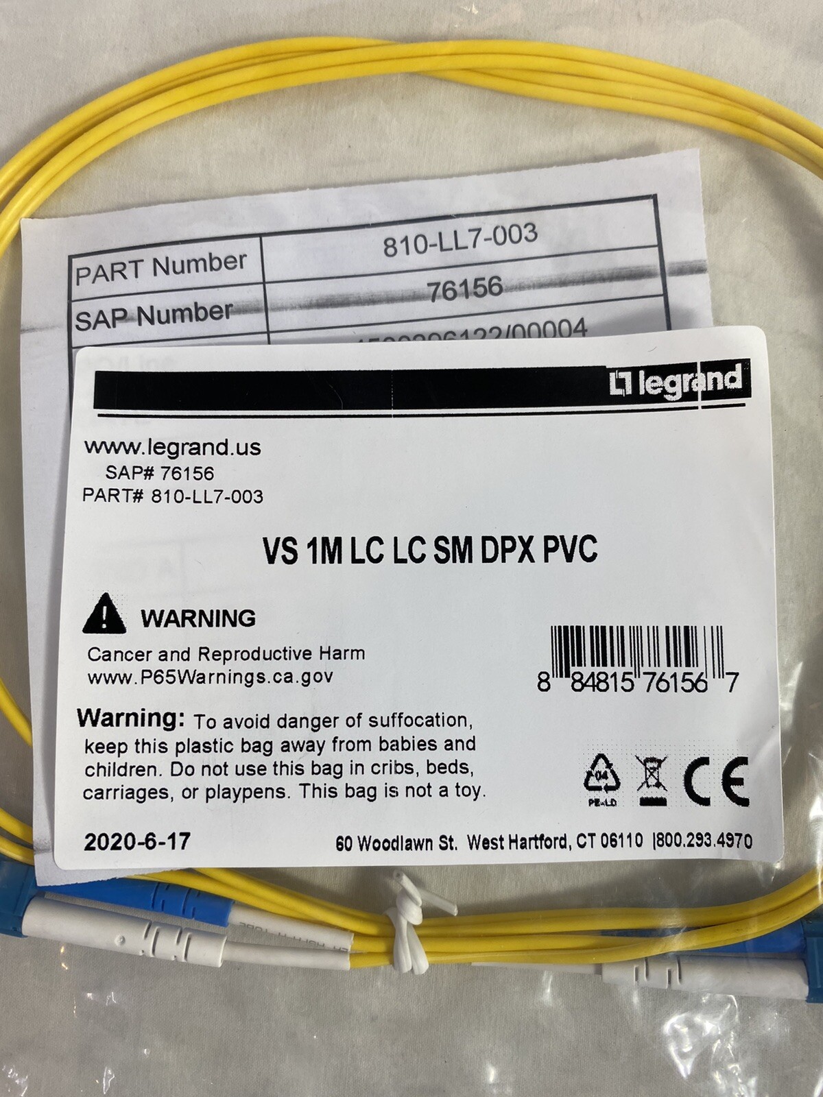 🔥NEW 1 Meter Single Mode LC To LC Fiber Jumper – VS 1M LC LC SM DPX PVC🔥