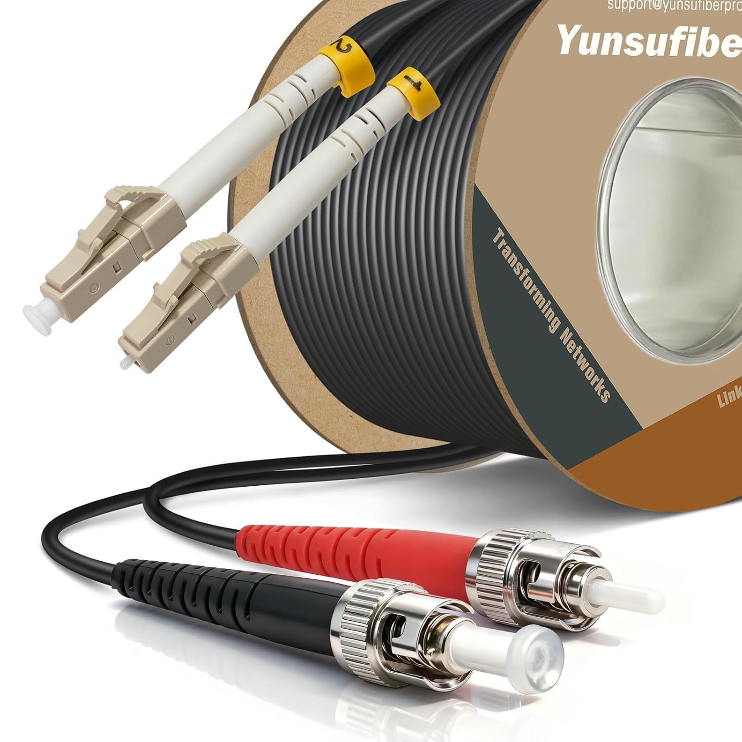 75m OM1 LC to ST Duplex Fiber Optic Cable OFNR 62.5/125 Multimode