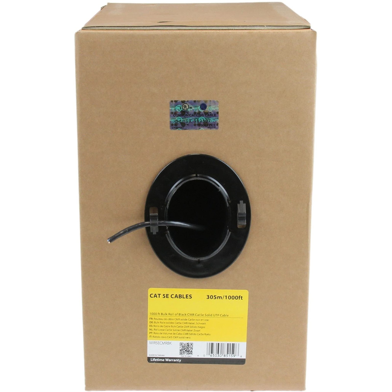 StarTech 1000ft Bulk Cat5e Solid Ethernet Cable – CMR-Rated (Black)