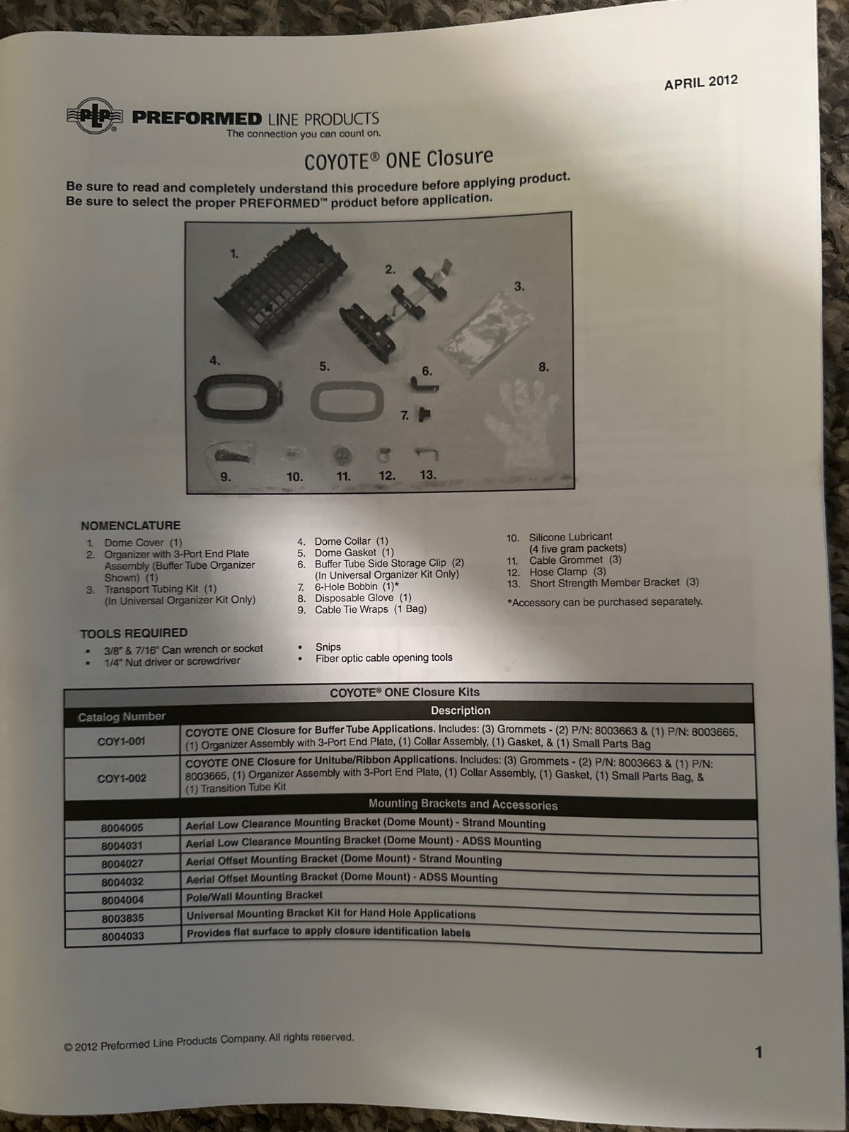 PLP Coyote ONE Dome Closure – COY1-001