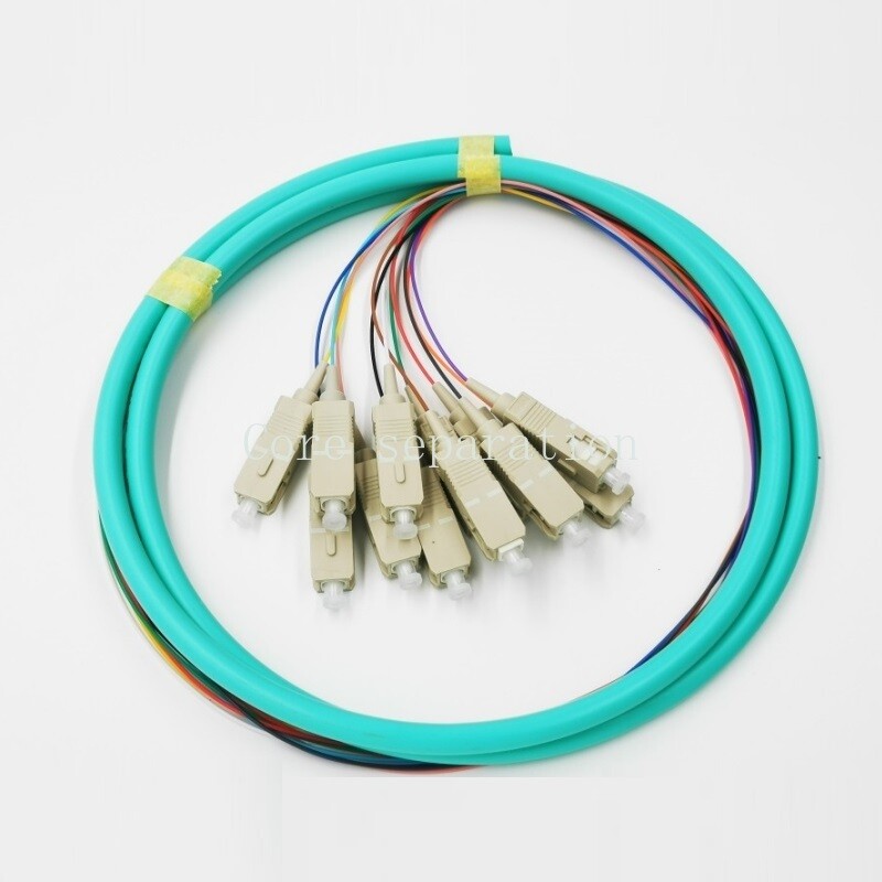 12 Fiber FC ST SC LC UPC Multi-Mode OM3 OM4 Bunch Fiber Optic Pigtail 1m Optical