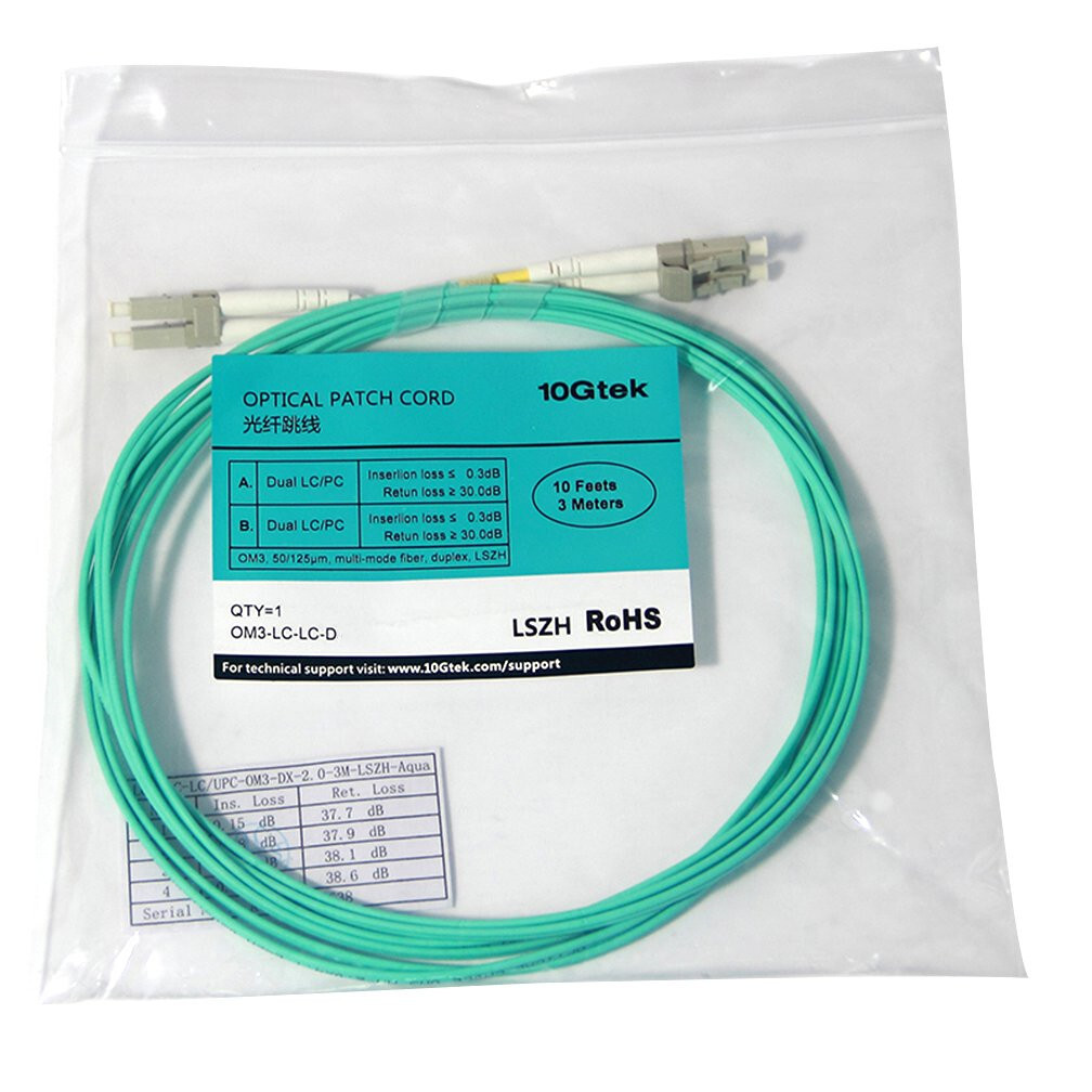 OM3 LC to LC Fiber Optic Patch Cable Multi-Mode Jumper Duplex 0.2 ~ 100 meters