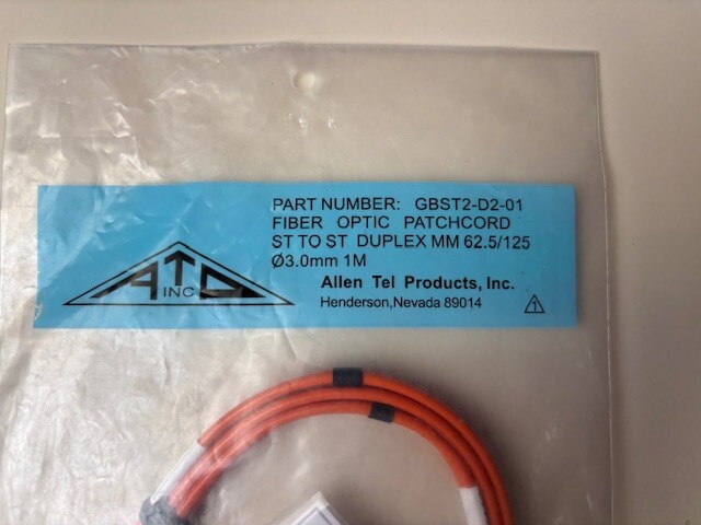 Allen Tel ST to ST Fiber Optic Patch Chord GBST2-D2-01
