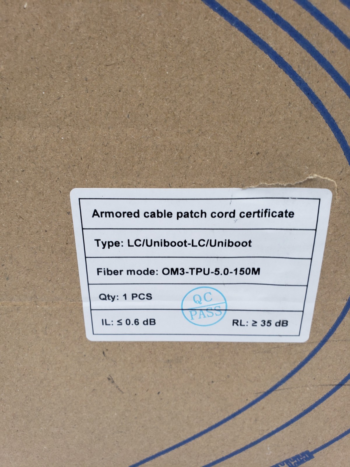 500ft/150m OD-5mm Industrial TPU OM3 Fiber LC to LC Outdoor Armored Fiber Pat…