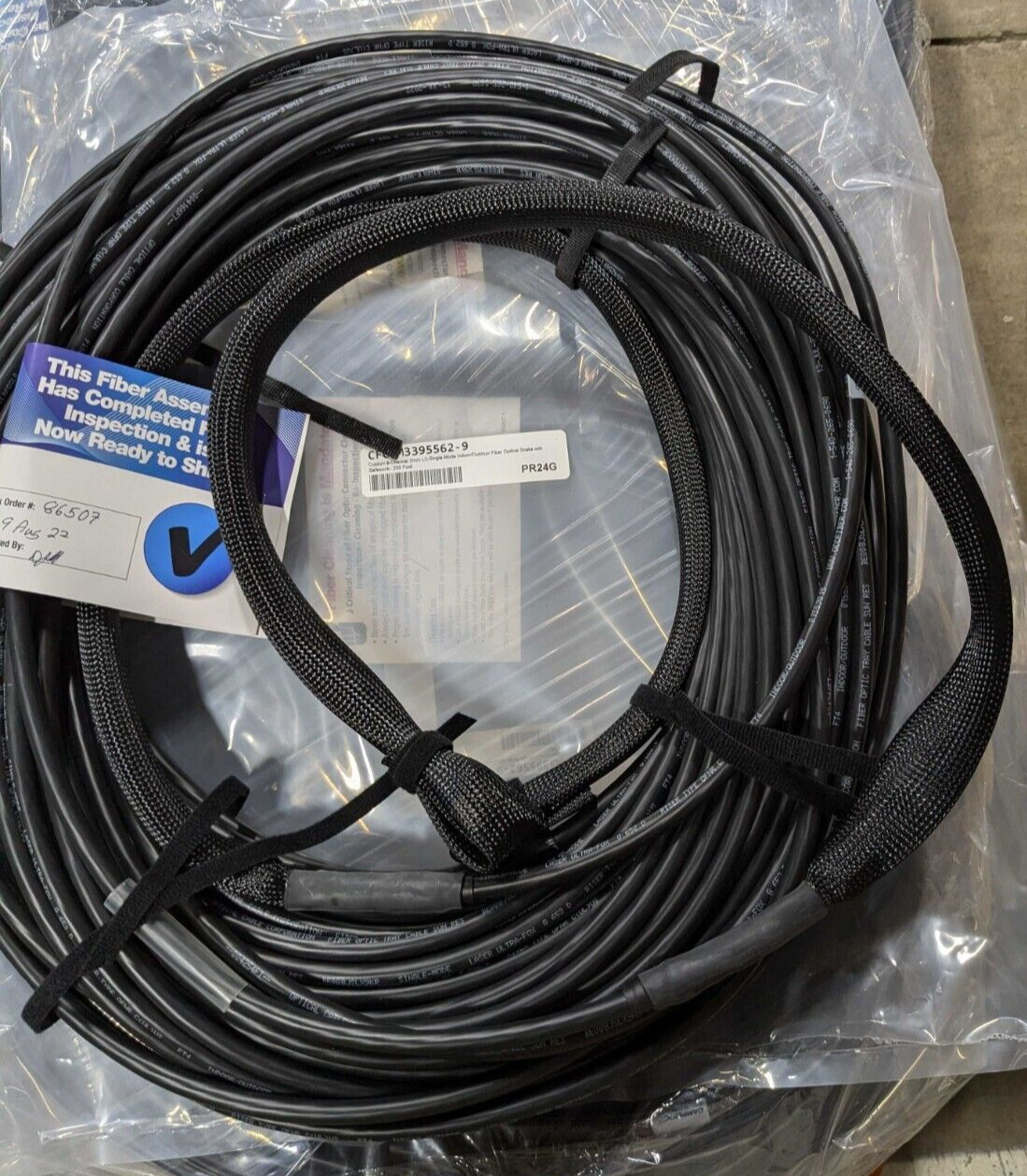 200FT, CUSTOM-MADE, 8 CHANNEL FIBER OPTIC NETWORK CABLE. MILITARY GRADE, NEW