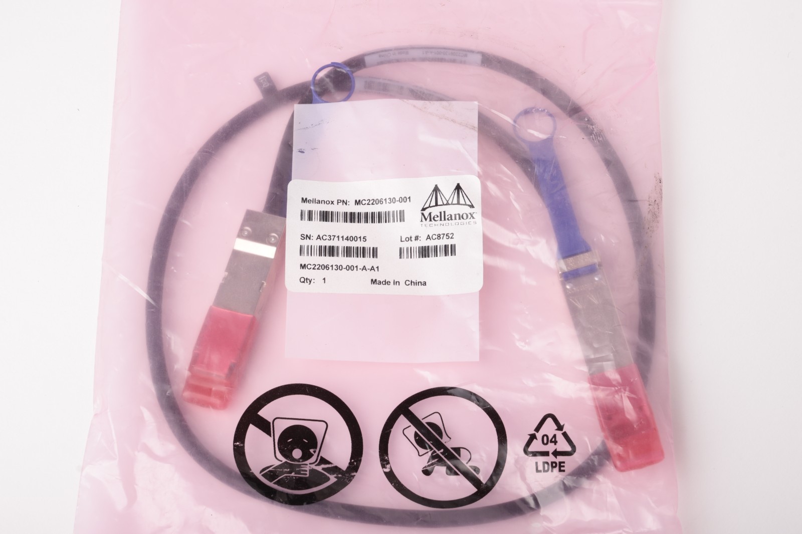 NEW Mellanox MC2206130-001 1M QSFP+ Direct Attach Copper Cable DAC