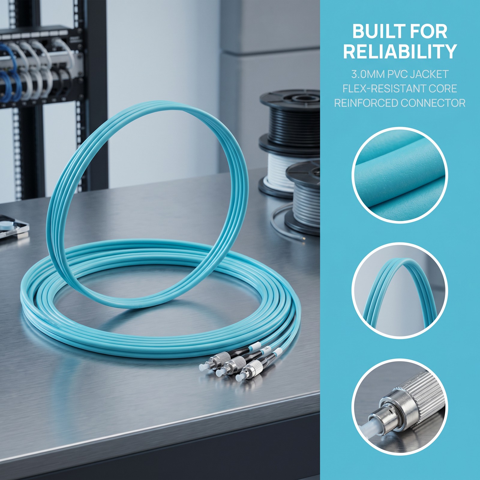 40M/50M FC-FC Duplex Multimode OM3 10 Gigabit Fiber Optic Cable Patch Cord