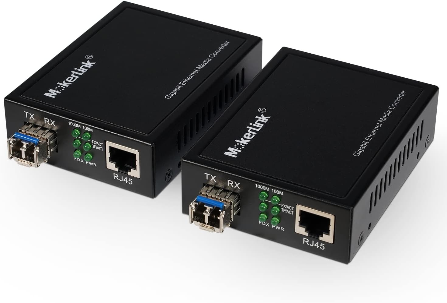 MokerLink Gigabit SFP to RJ45 Converter, A Pair 2 Pack Single-Mode Fiber to