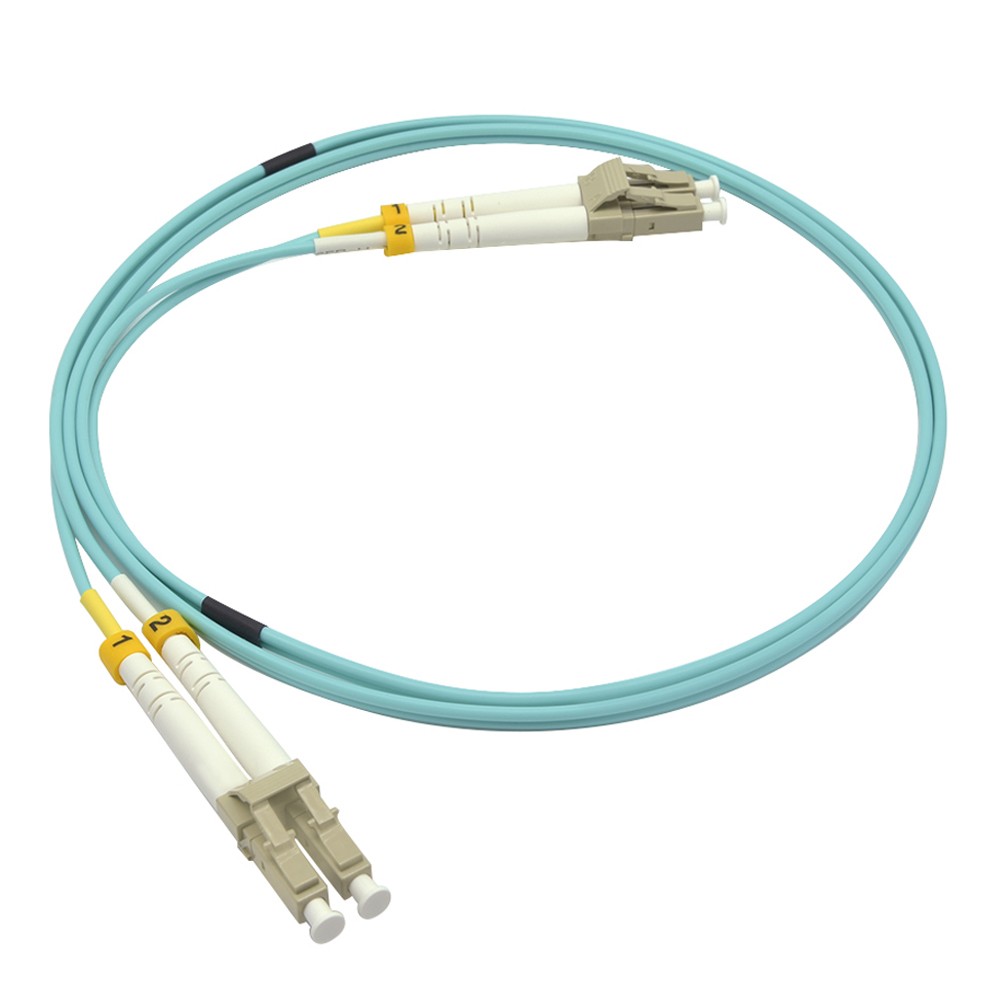 7m LC/UPC LC/UPC OM4 Multimode Duplex OFNR 2.0mm Aqua Fiber Optic Patch Cable