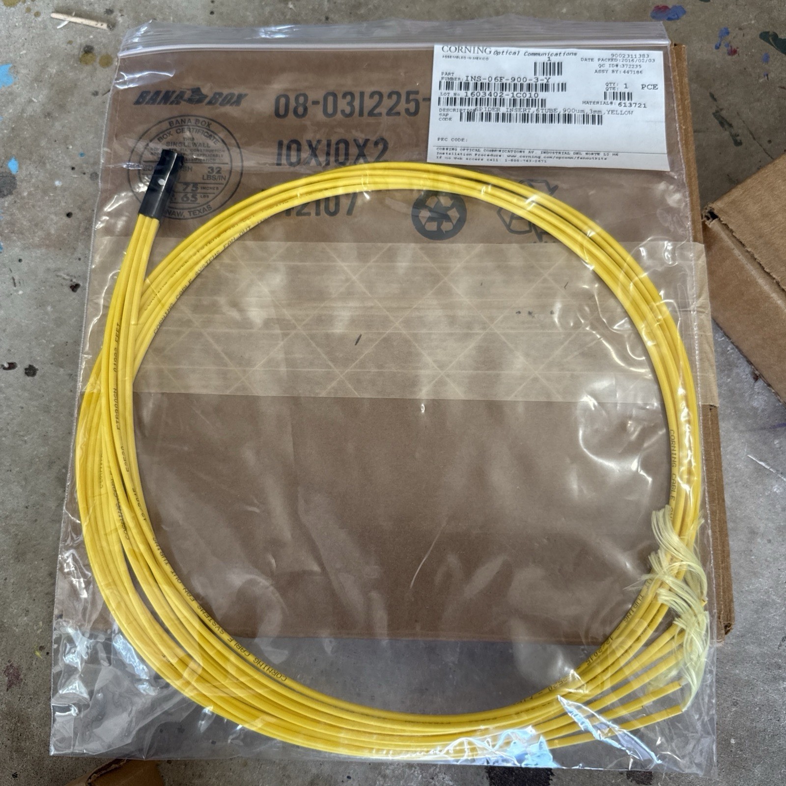 Corning Optical Spider Insert, 6 Tube, 900um, 3mm, Yellow