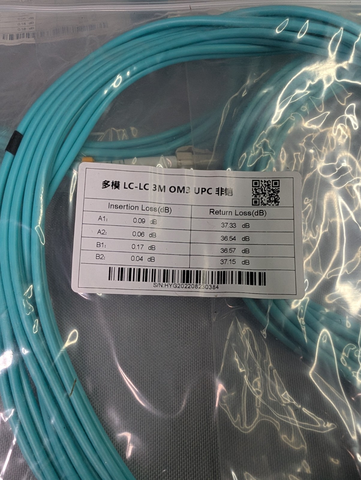 LC-LC Fiber Optic Patch Cable 3M Lot Of 10 Duplex Aqua NEW
