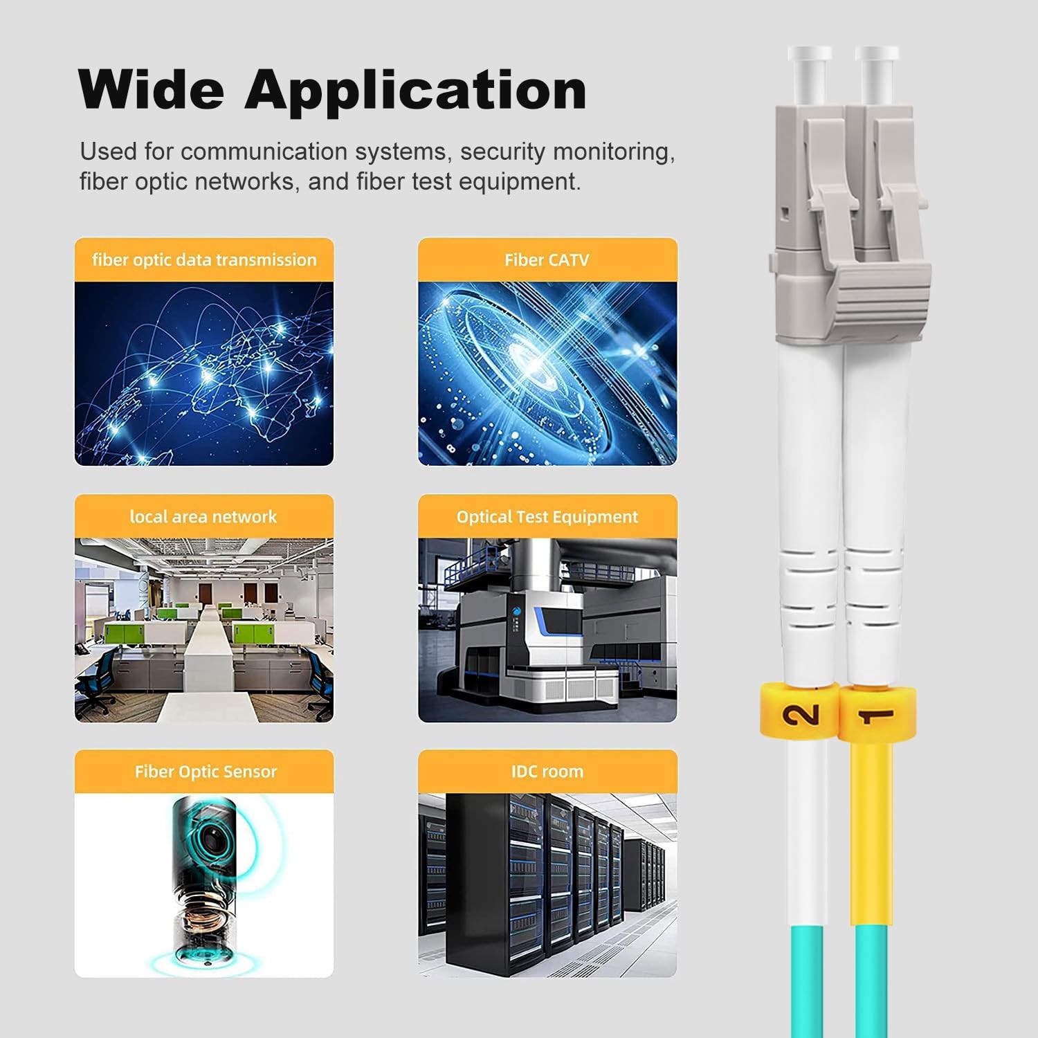 3 PCS OM4 LC to LC Fiber Cable 2m 6ft Duplex Multimode 40G/100G 50/125um
