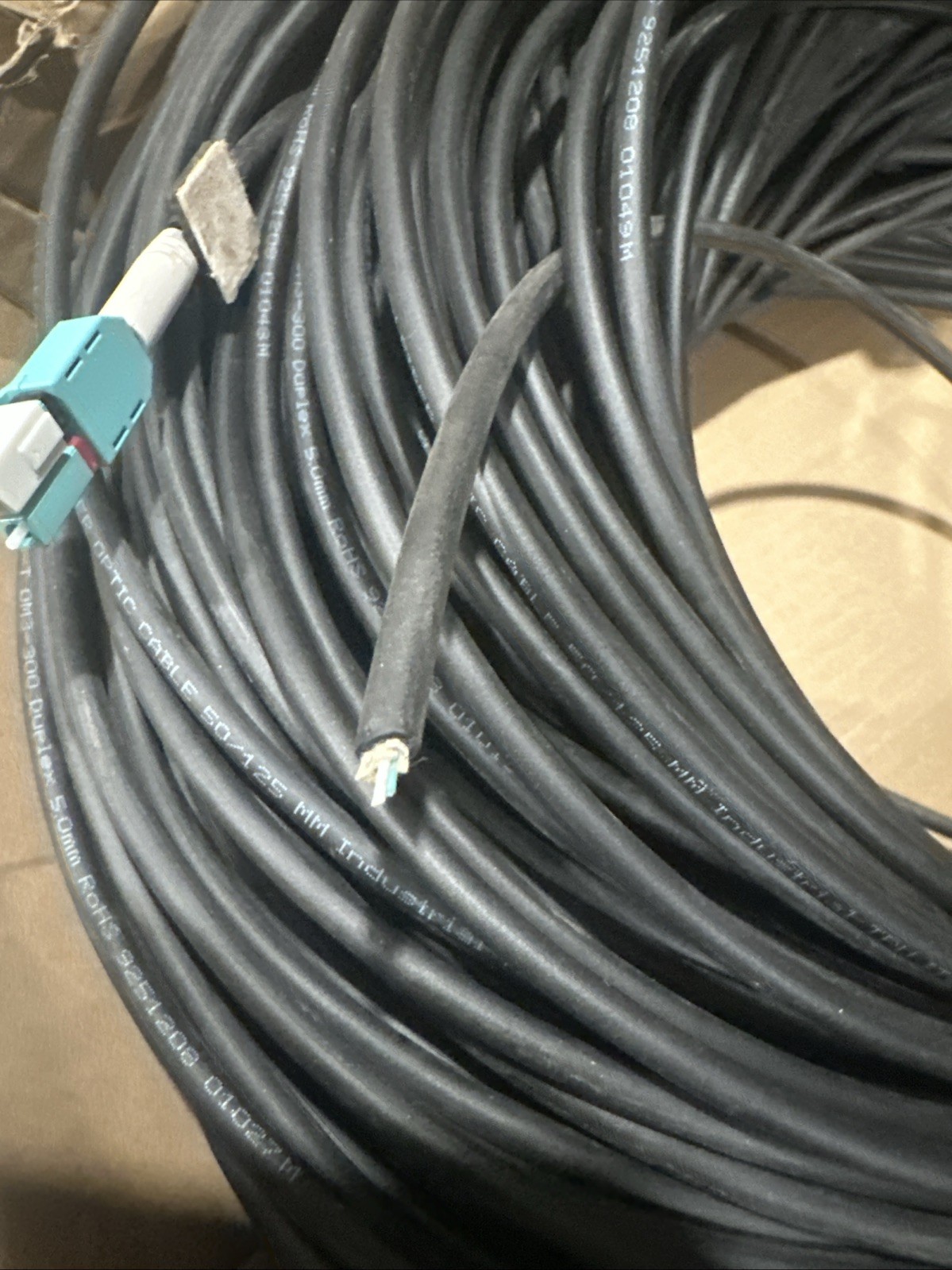 656ft/200m OD-5mm Industrial TPU OM3 Fiber LC to LC Outdoor Armored Fiber Patch