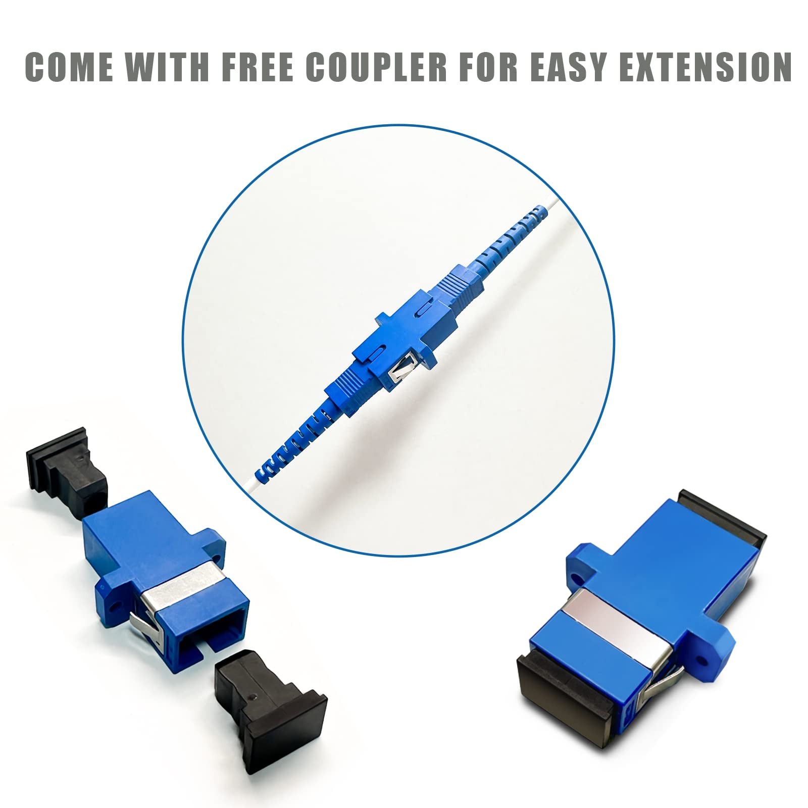 30ft SC to SC Fiber Optic Patch Cable Armored Single Mode SC/UPC 9/125um