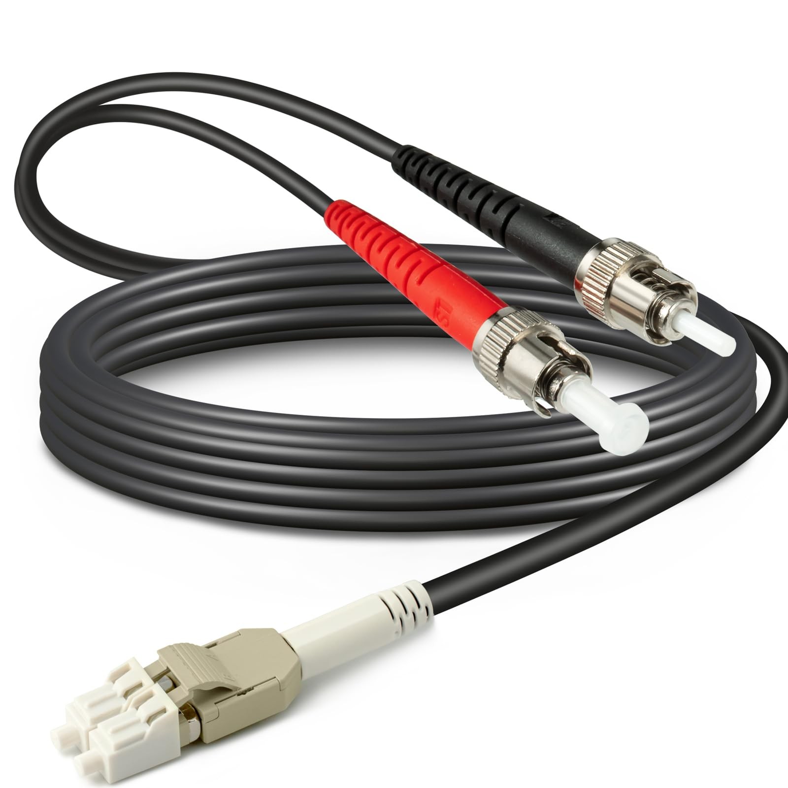 30ft / 10m Outdoor Armored OD-5mm OM1 LC to ST Fiber Cable, Multimode Duplex …
