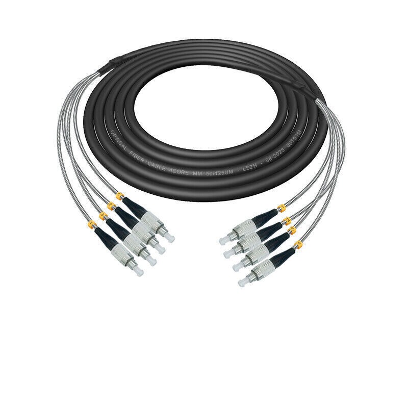 1M~20M 4 Strand MM OM3 7mm Fiber Optic Outdoor Cable with FC/SC/ST/LC Connector