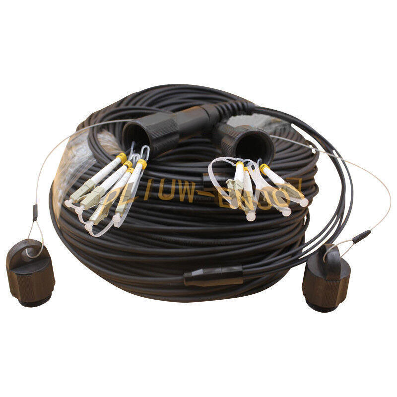 150M LC-LC MM 4 Strand Armored Field TPU Optic Patch Cord Cable Waterproof Head