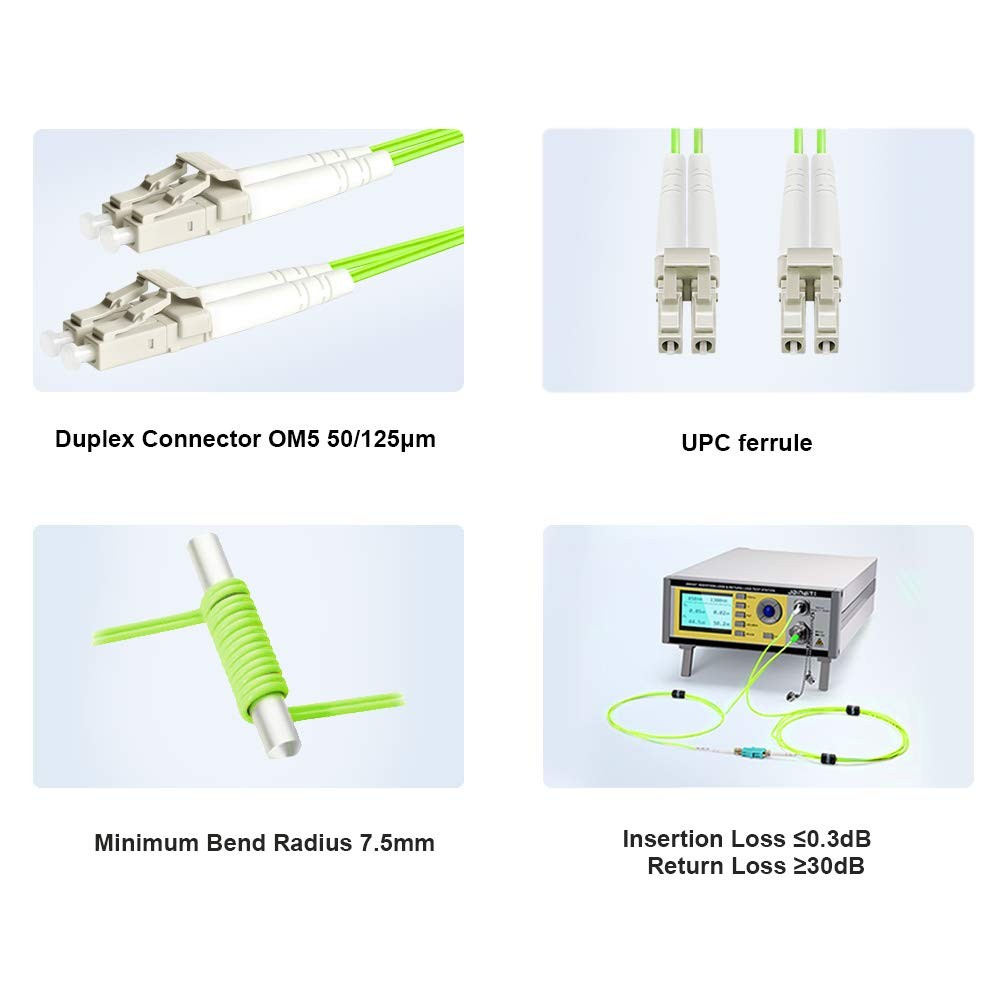 – 1M/3ft OM5 LC to LC Fiber Patch Cable, Length Options 0.2m-20m, 40GB/100GB …