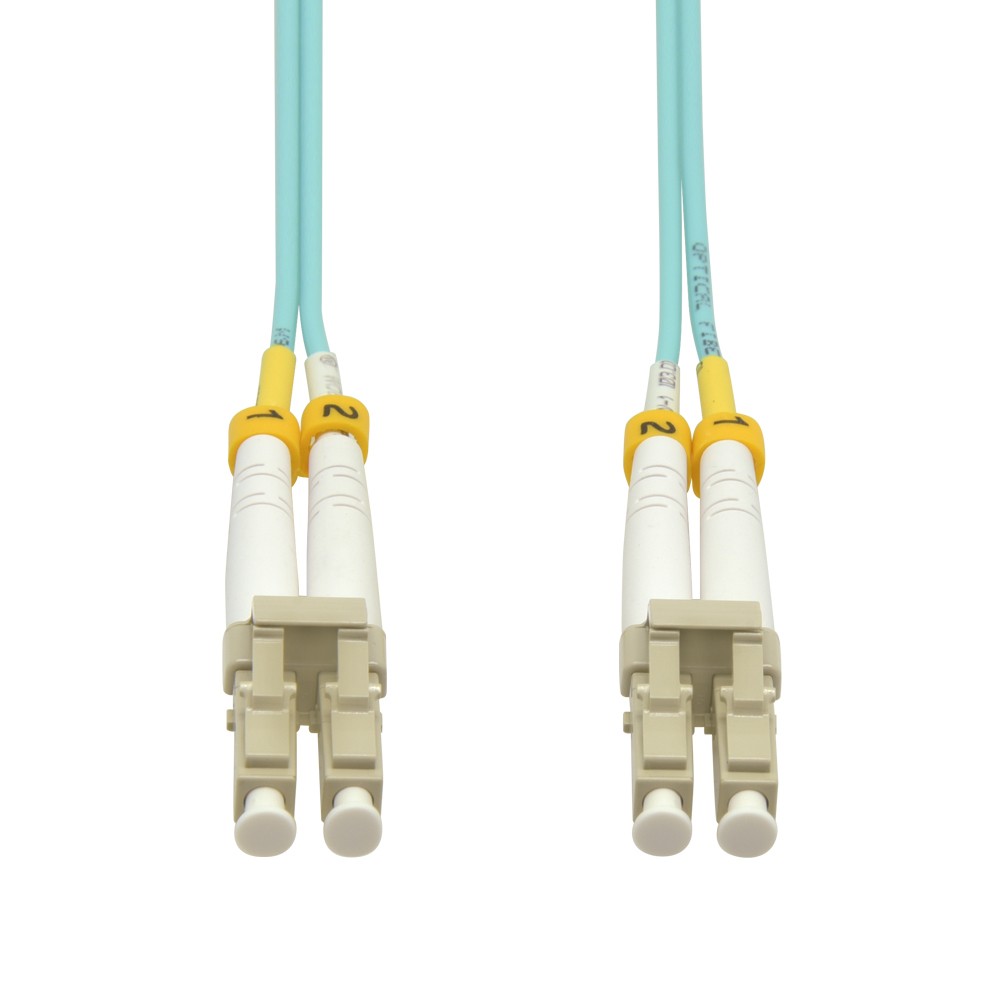 7m LC/UPC LC/UPC OM4 Multimode Duplex OFNR 2.0mm Aqua Fiber Optic Patch Cable