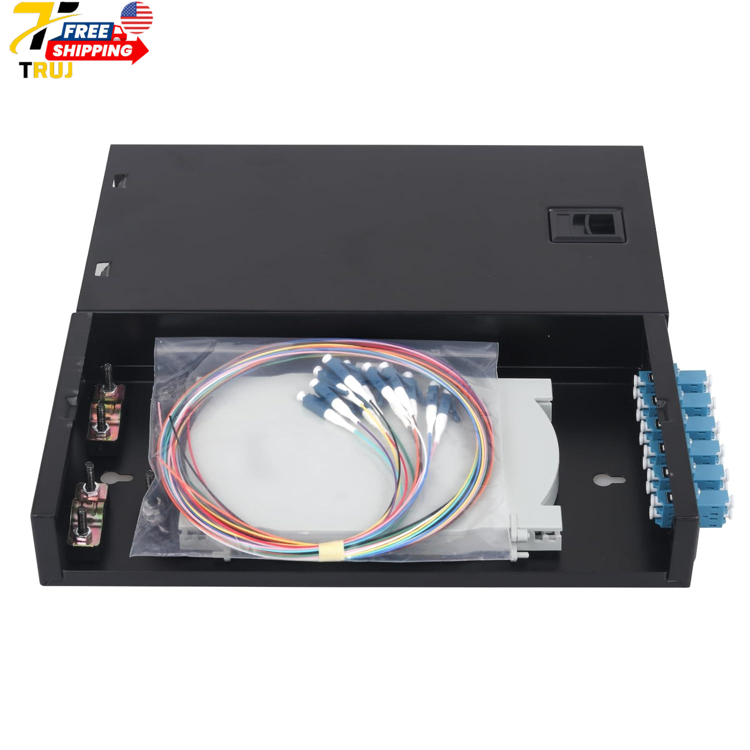 3-Pack LC-UPC 6 Duplex 12 Port Wall Mount Fiber Enclosure with Splice Tray Singl