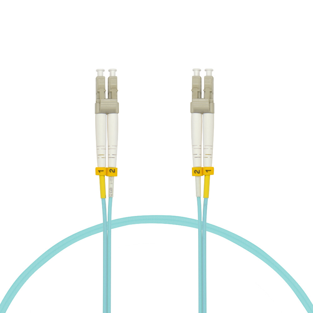 1-30M LC-LC Duplex 50/125 OM4 Multimode OFNR 2.0mm Aqua Fiber Optic Patch Cable.