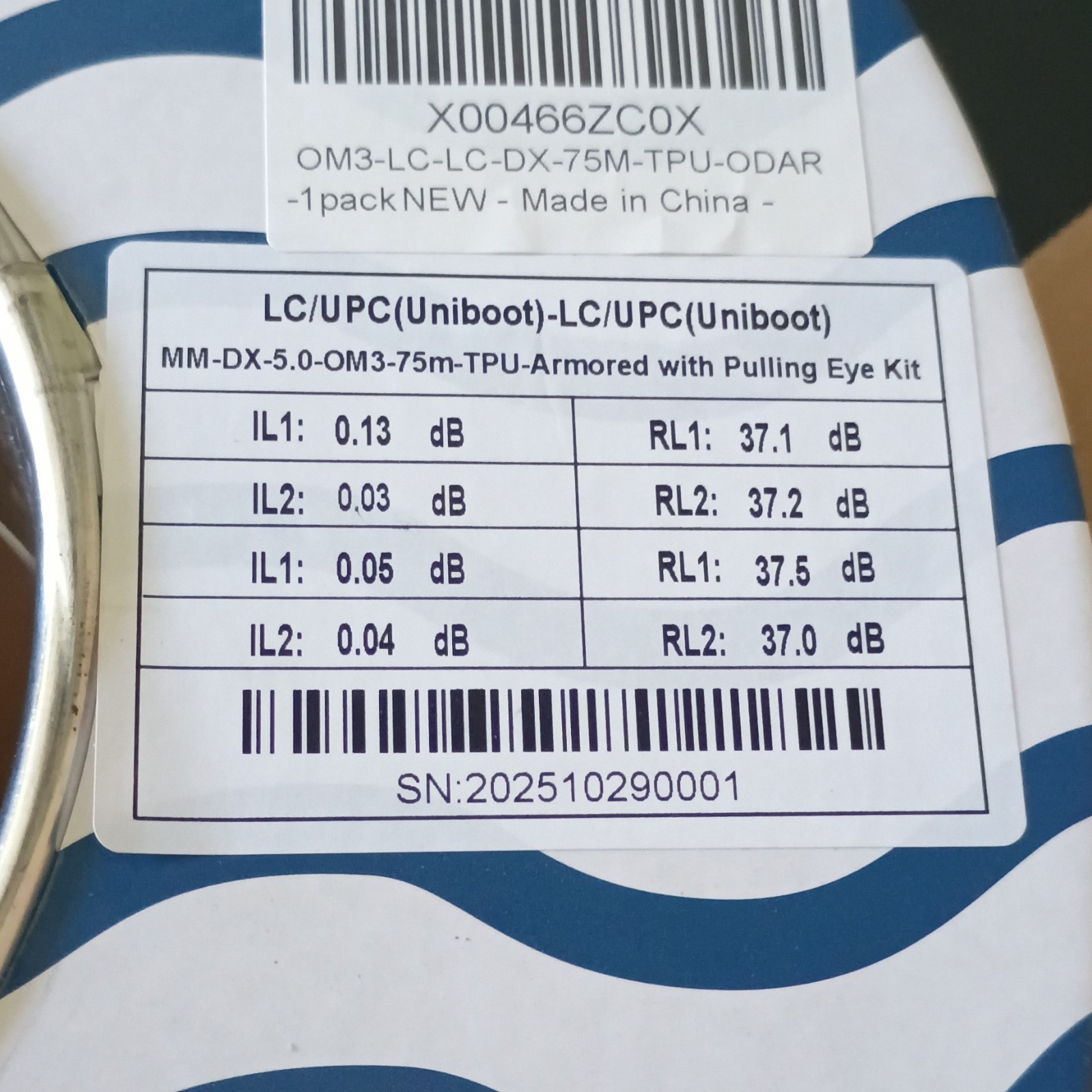 FLYPRO OM3 Multi-Mode Armored Fiber Cable LC/UPC to LC/UPC 75m Clear