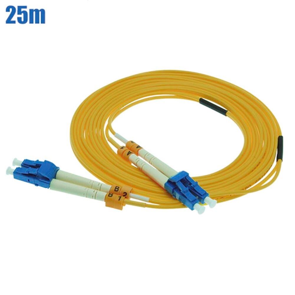 25M LC-LC Duplex 9/125 Single Mode Fiber Optic Optical Patch Cable Cord Yellow