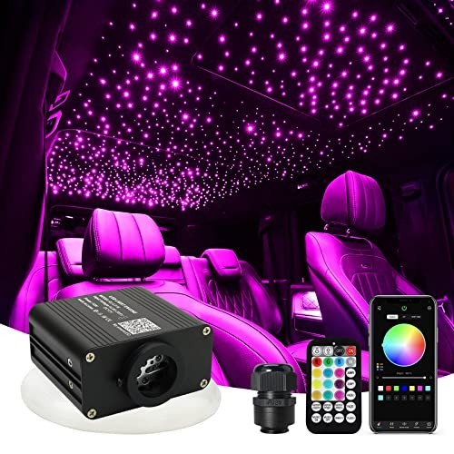 Fiber Optic Starlight Kit 16W Sound Activated 600pcs 9.8ft Cable Bluetooth APP