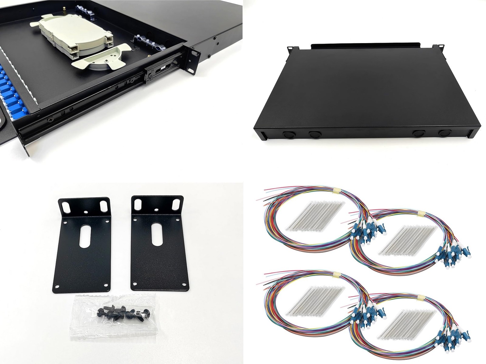 LC-SM 24 Duplex 48 Port Rack Mount Enclosure Box with Splice Trays (Drawer Ty…