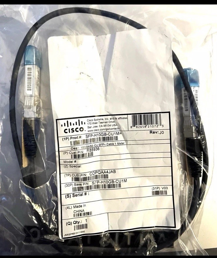 New CISCO SFP-H10GB-CU1M 10GBASE-CU SFP+ Cable 1 Meter 37-0960-03