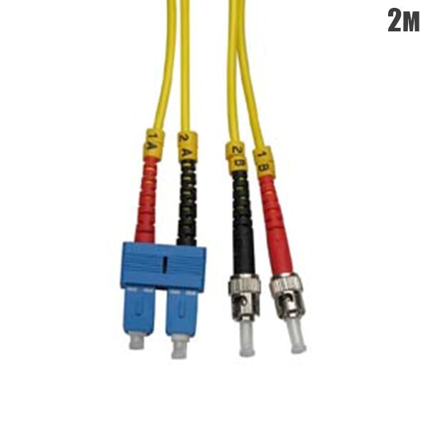2M 6FT ST to SC Duplex 9/125 Single Mode Fiber Optic Optical Patch Cable Cord
