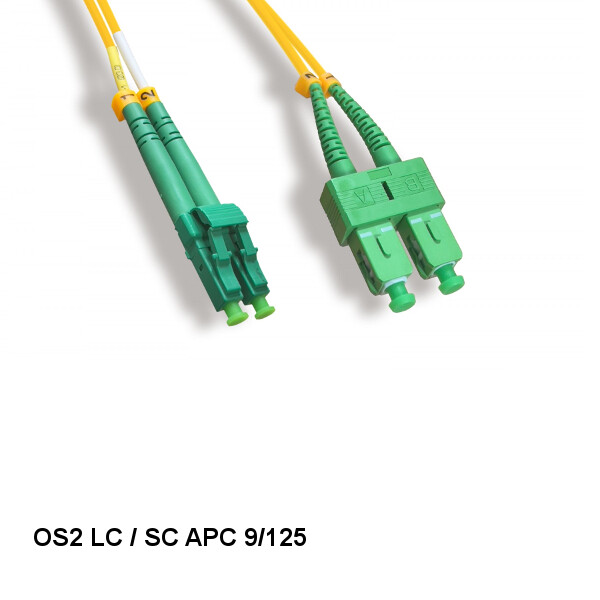 Kentek 6Ft LC/SC APC OS2 9 /125 Duplex Single-Mode Fiber Optic Cable OFNR