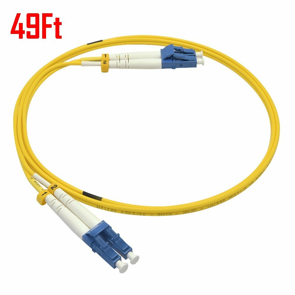 49FT 15M Meter LC UPC to LC UPC Duplex 9/125 Single Mode Fiber Optic Patch Cable