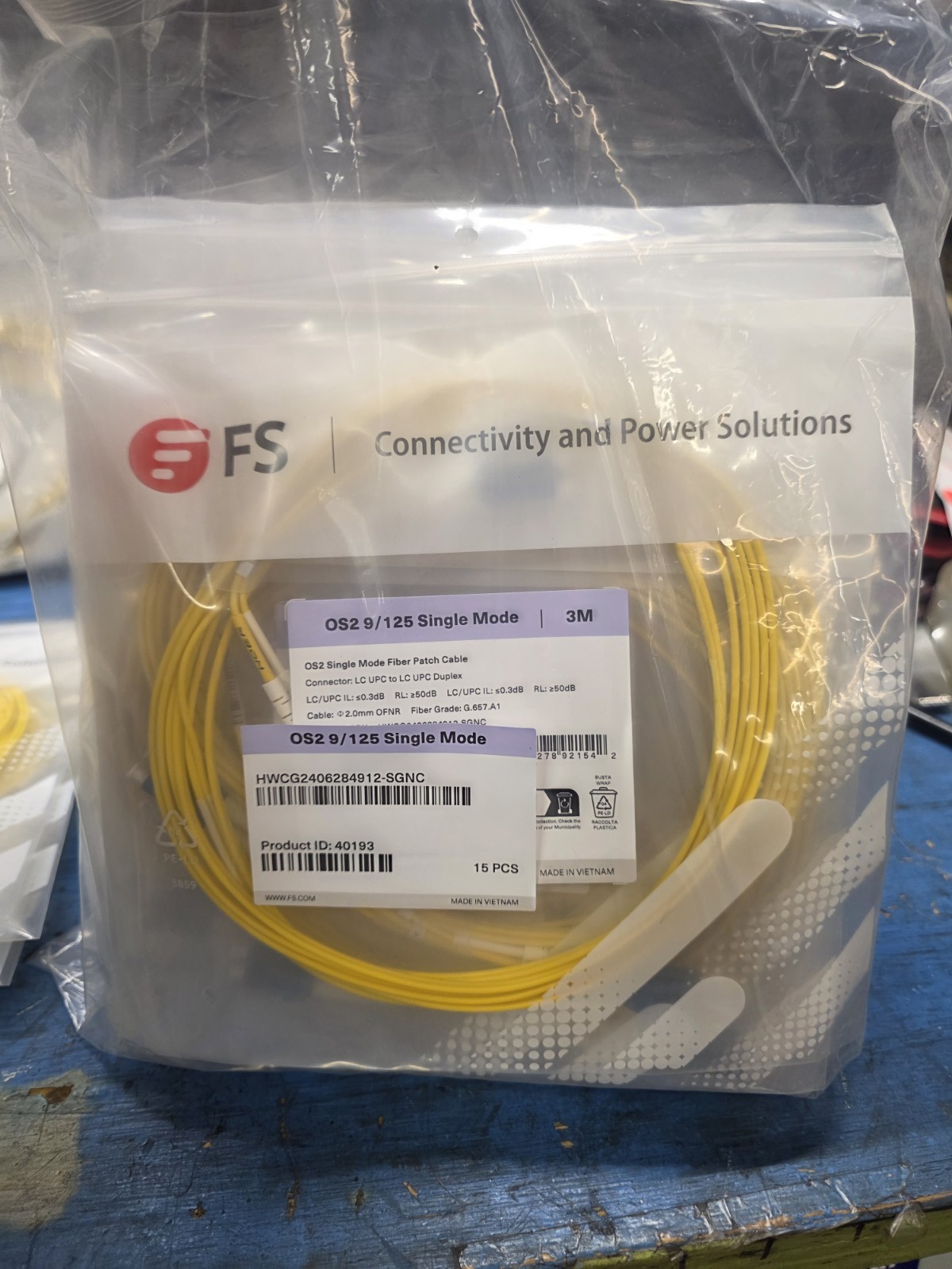 Box Lot 60 OS2 9/125 Single Mode Fiber Patch Cable 3m Yellow