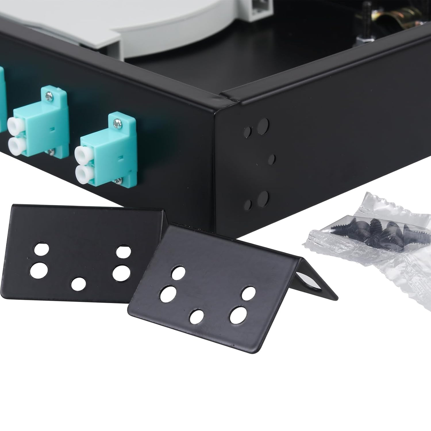 -12 Duplex Multimode 24 Port LC-OM3 Rack Mount Enclosure Box & Splice Trays Fibe
