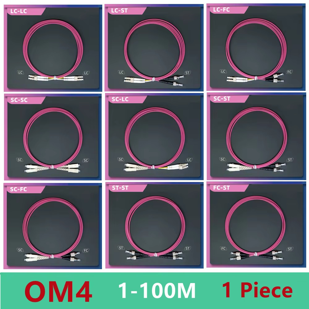 1m FC/SC/LC/ST UPC Duplex OM4 Multimode Fiber Optic Patch Cord 3.0mm 50/125 Cabl