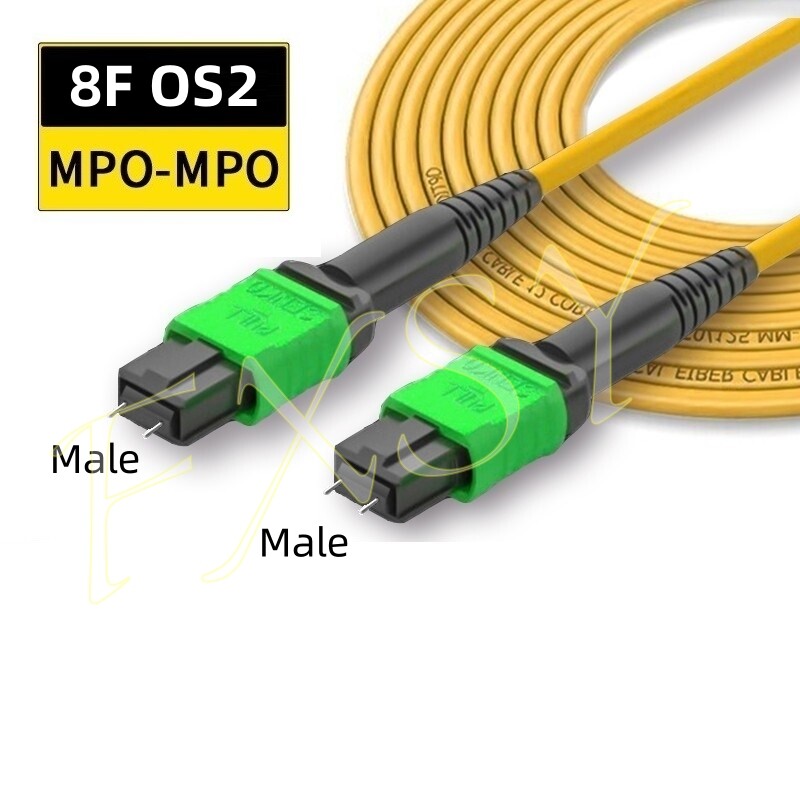 1-100M MPO Male to MPO Male APC UPC 8 12 Core OS2 SM Optic Fiber Patch Cord lot