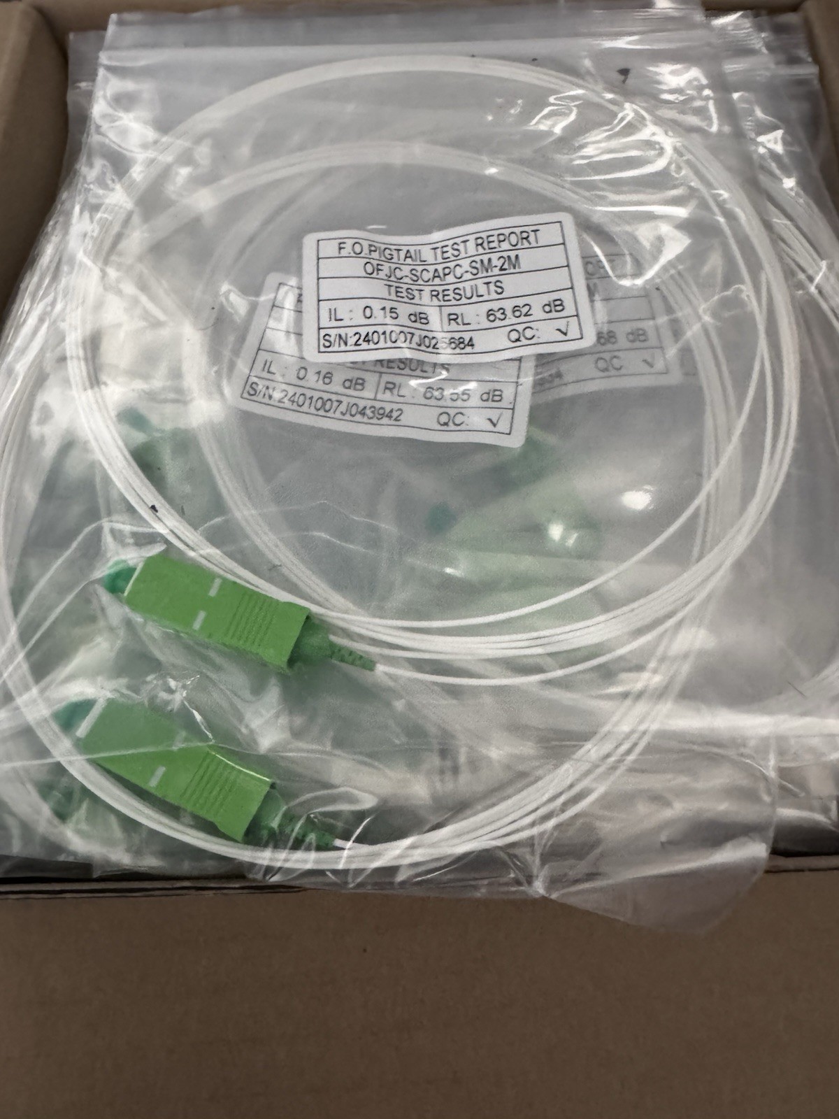 50 2M SC APC Simplex Single Mode Fiber Optic Patch Cable Pigtail Cord