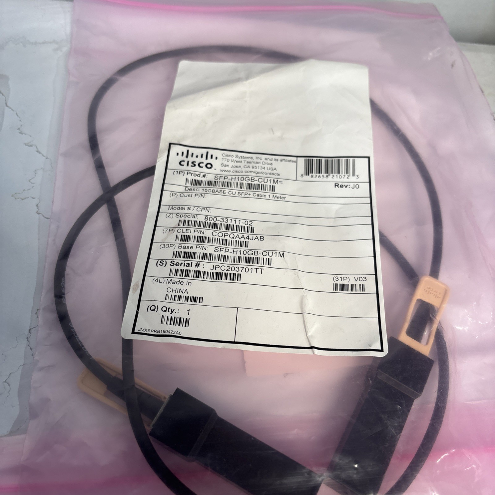 (Lot Of 7) CISCO SFP-H10GB-CU1M 10GBASE-CU SFP+ Cable. Cables Are Used!!!